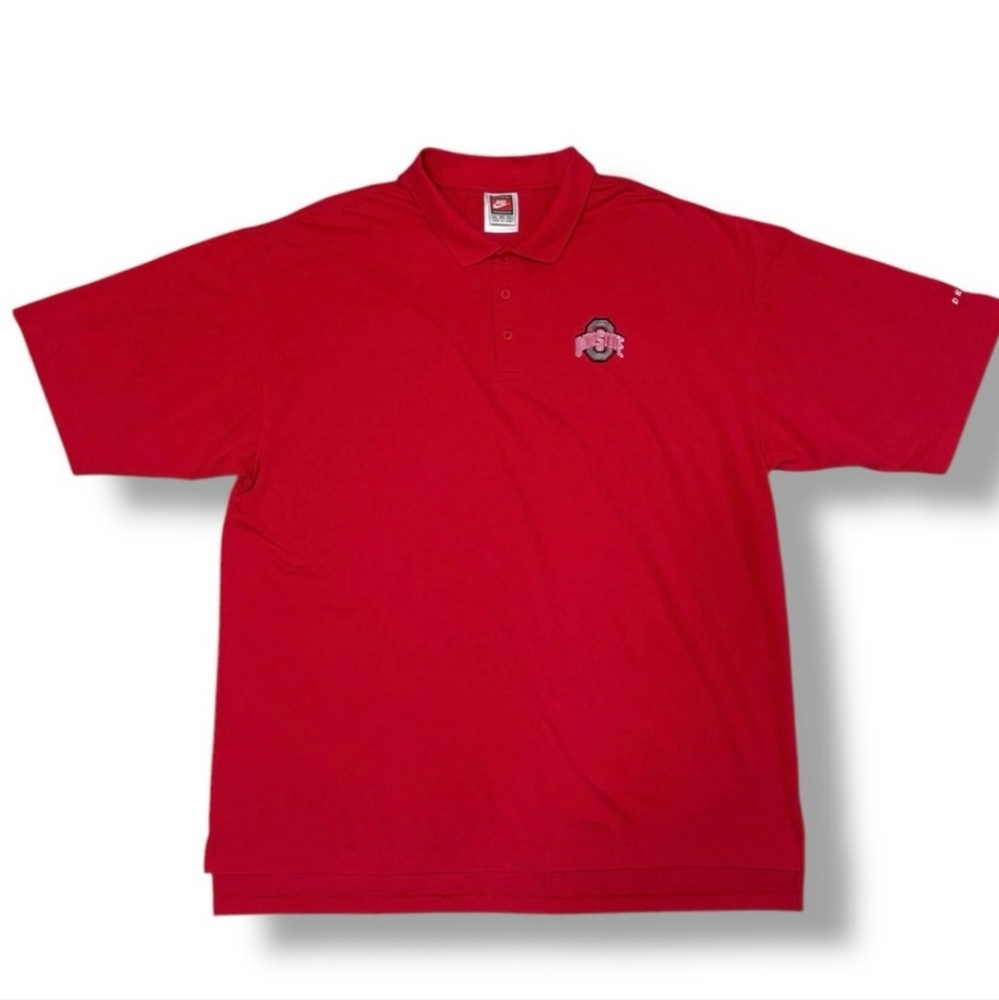 NIKE Dri Fit Ohio State Red Polo Short Sleeve Shirt VINTAGE